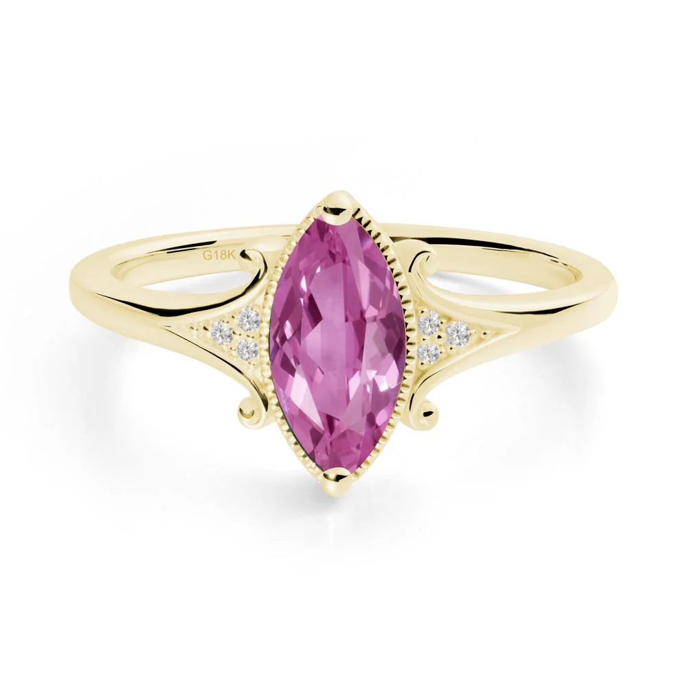Scrollwork Marquise Pink Sapphire Ring - Image 6