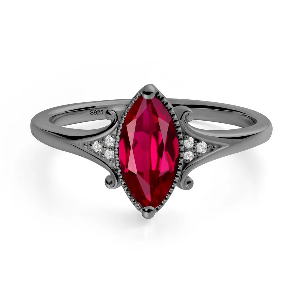 Scrollwork Marquise Ruby Ring