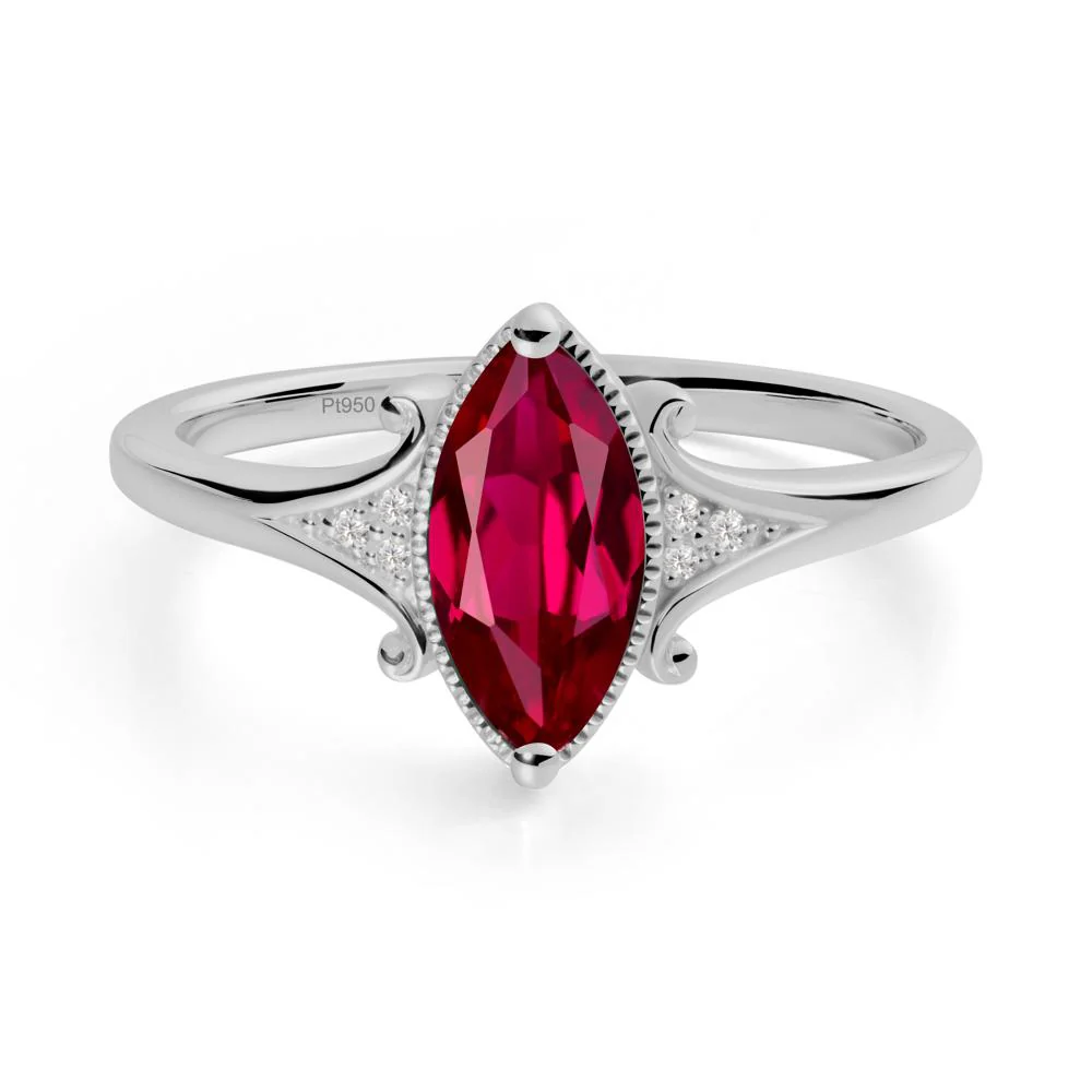 Scrollwork Marquise Ruby Ring - Image 2