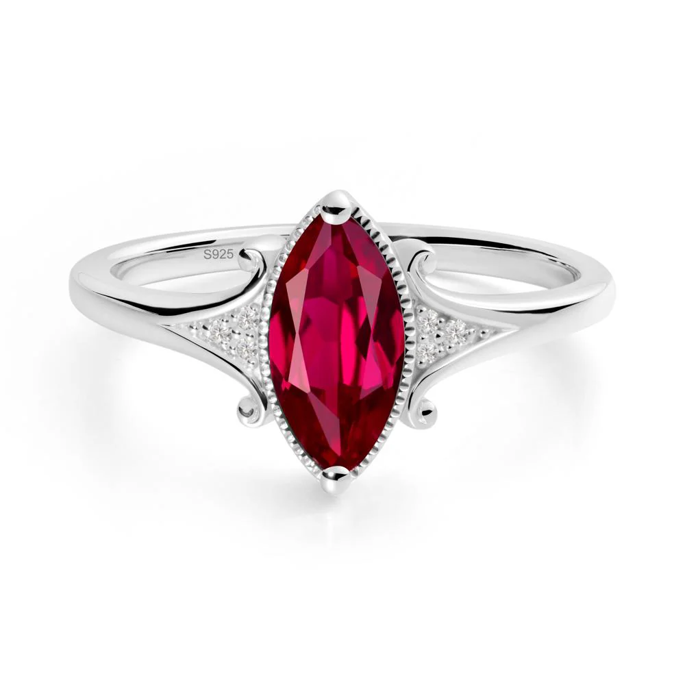 Scrollwork Marquise Ruby Ring - Image 4
