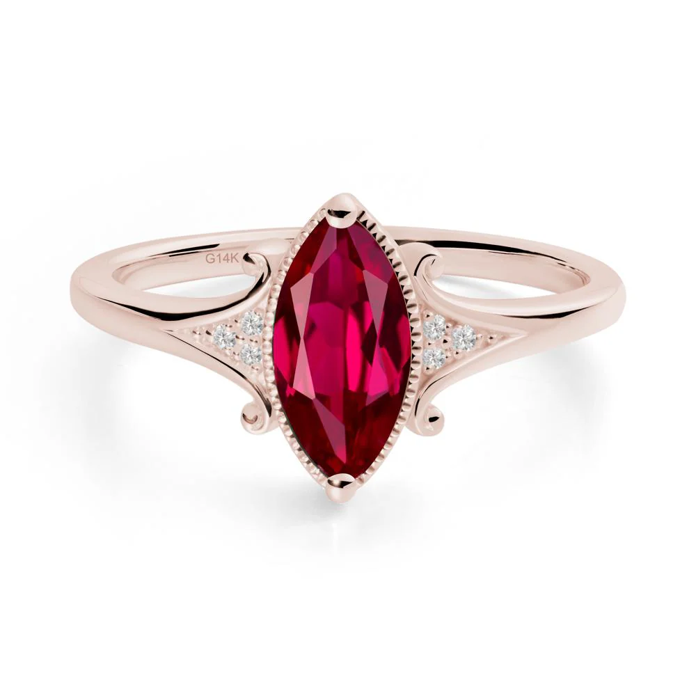 Scrollwork Marquise Ruby Ring - Image 6