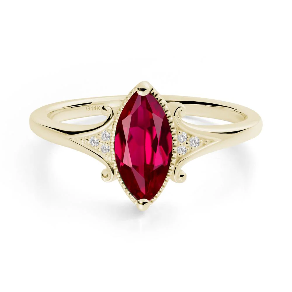 Scrollwork Marquise Ruby Ring - Image 8