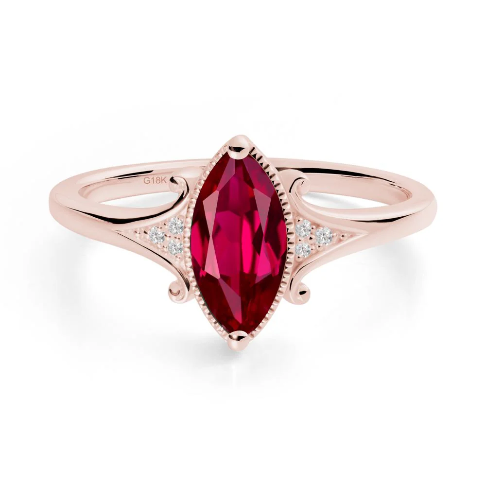 Scrollwork Marquise Ruby Ring - Image 9