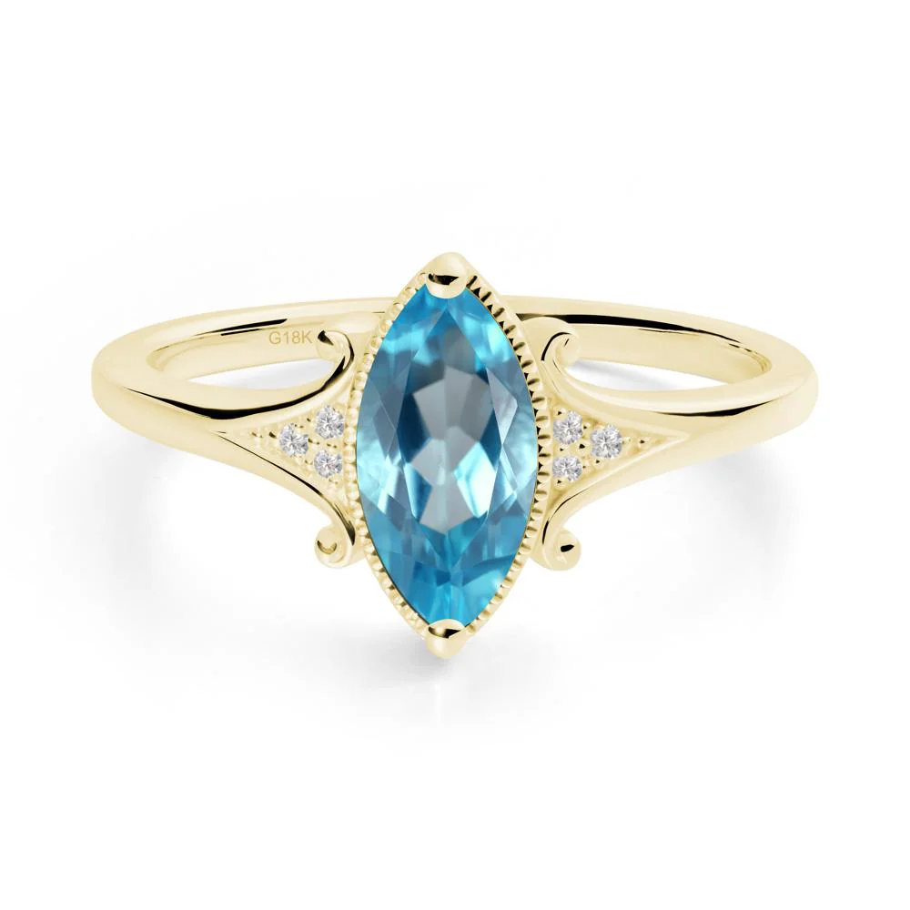 Scrollwork Marquise Swiss Blue Topaz Ring - Image 4