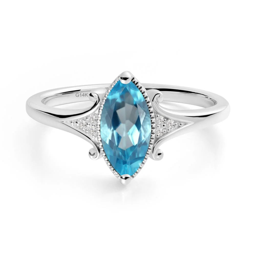 Scrollwork Marquise Swiss Blue Topaz Ring - Image 7