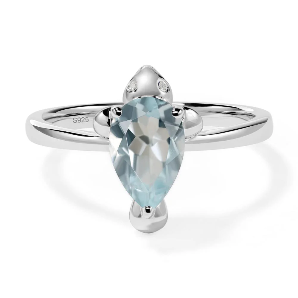 Pear Shaped Aquamarine Sea Lion Ring