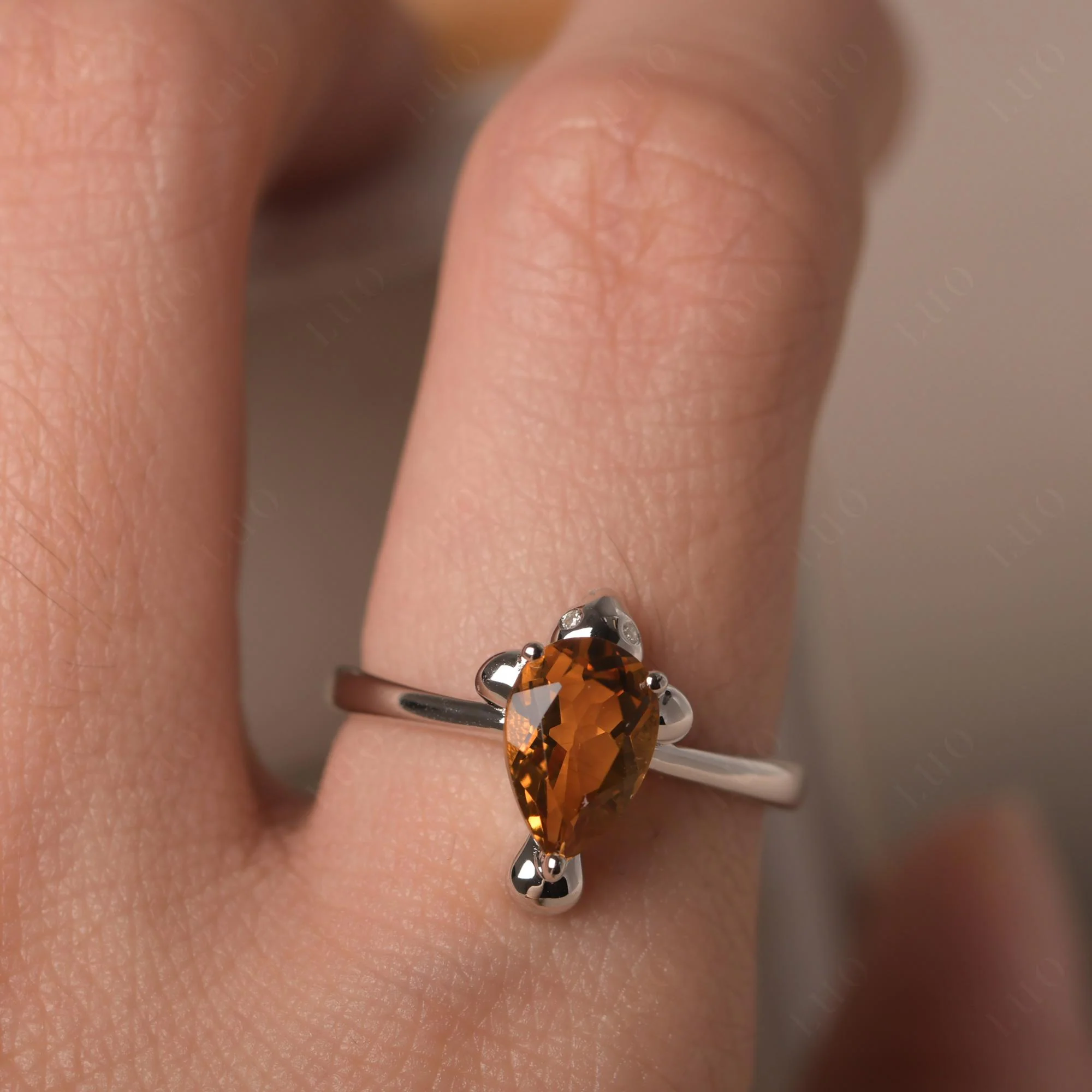 Pear Shaped Citrine Sea Lion Ring - Image 14