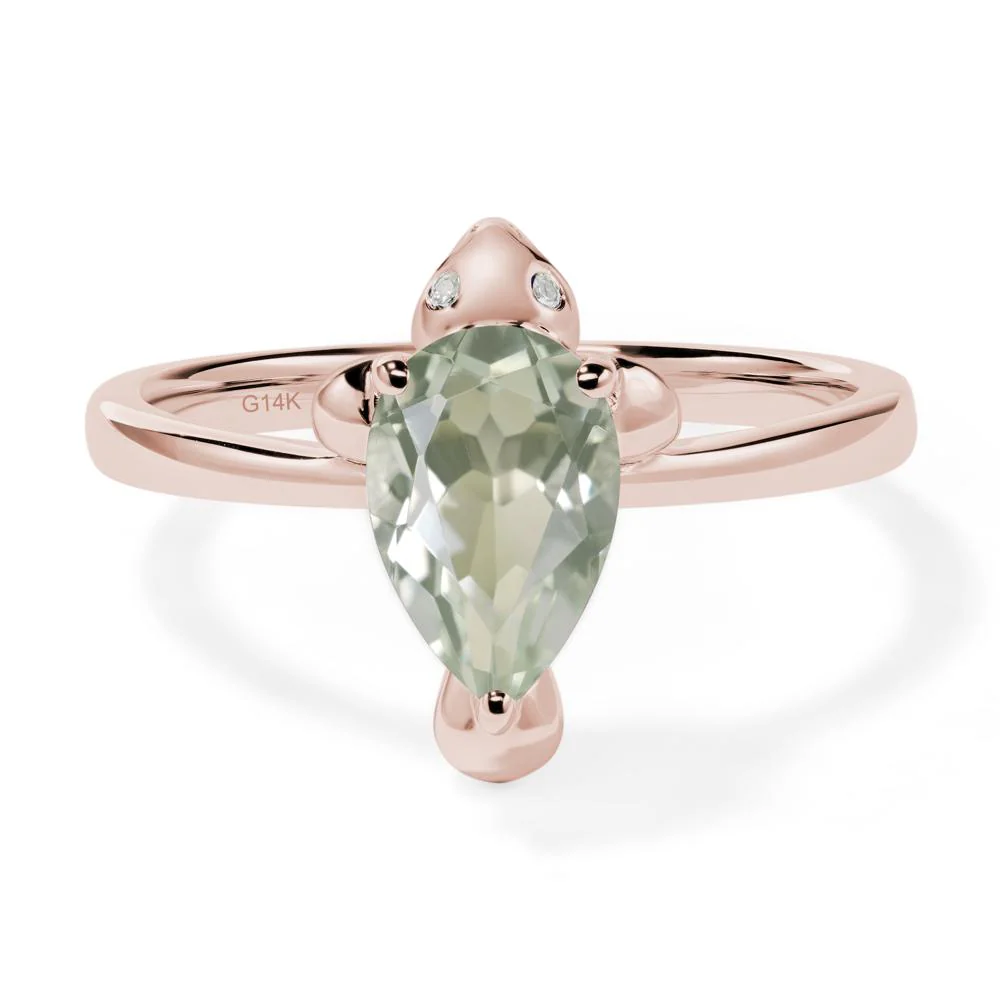 Pear Shaped Green Amethyst Sea Lion Ring