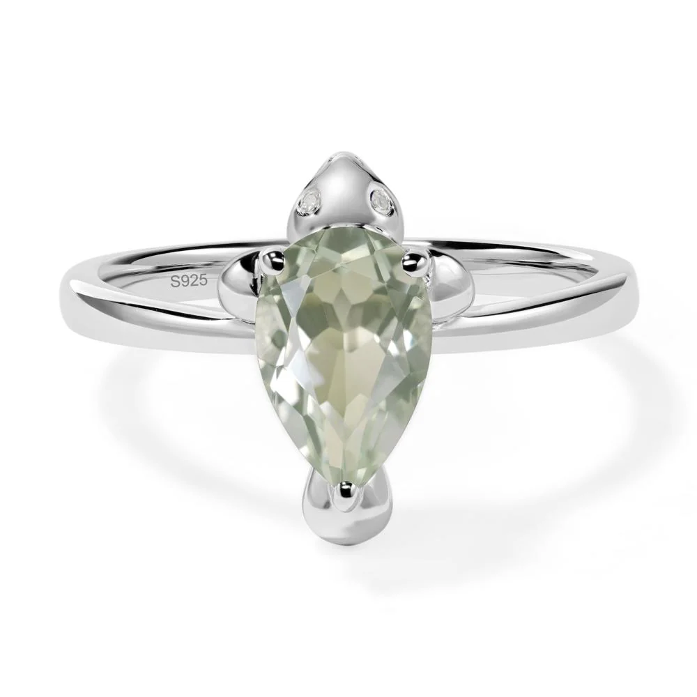 Pear Shaped Green Amethyst Sea Lion Ring - Image 2