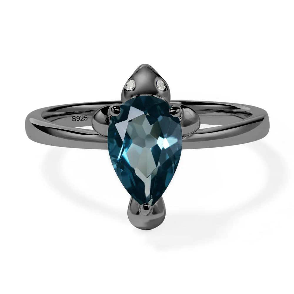 Pear Shaped London Blue Topaz Sea Lion Ring - Image 2