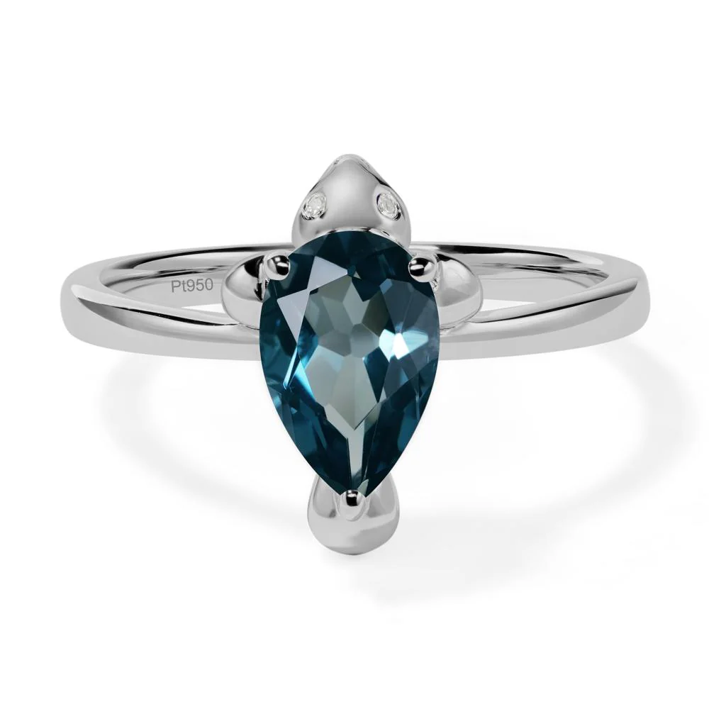 Pear Shaped London Blue Topaz Sea Lion Ring - Image 6