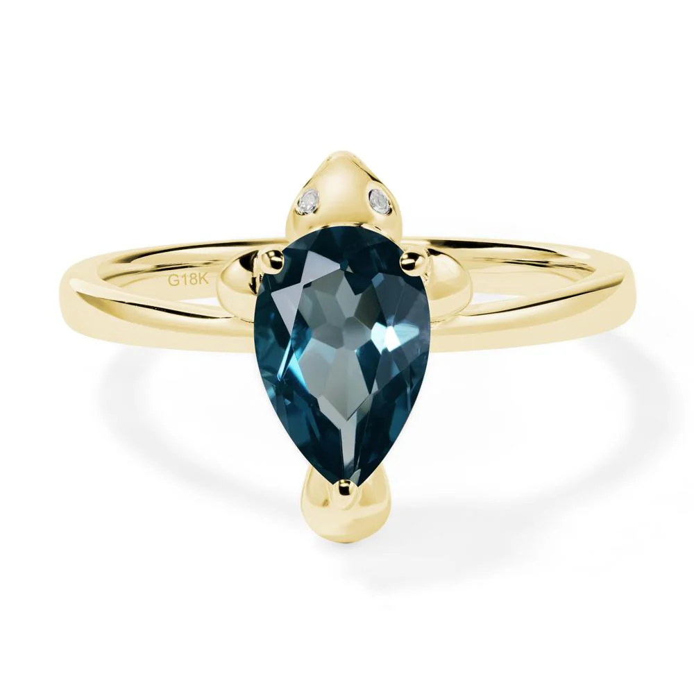 Pear Shaped London Blue Topaz Sea Lion Ring - Image 8