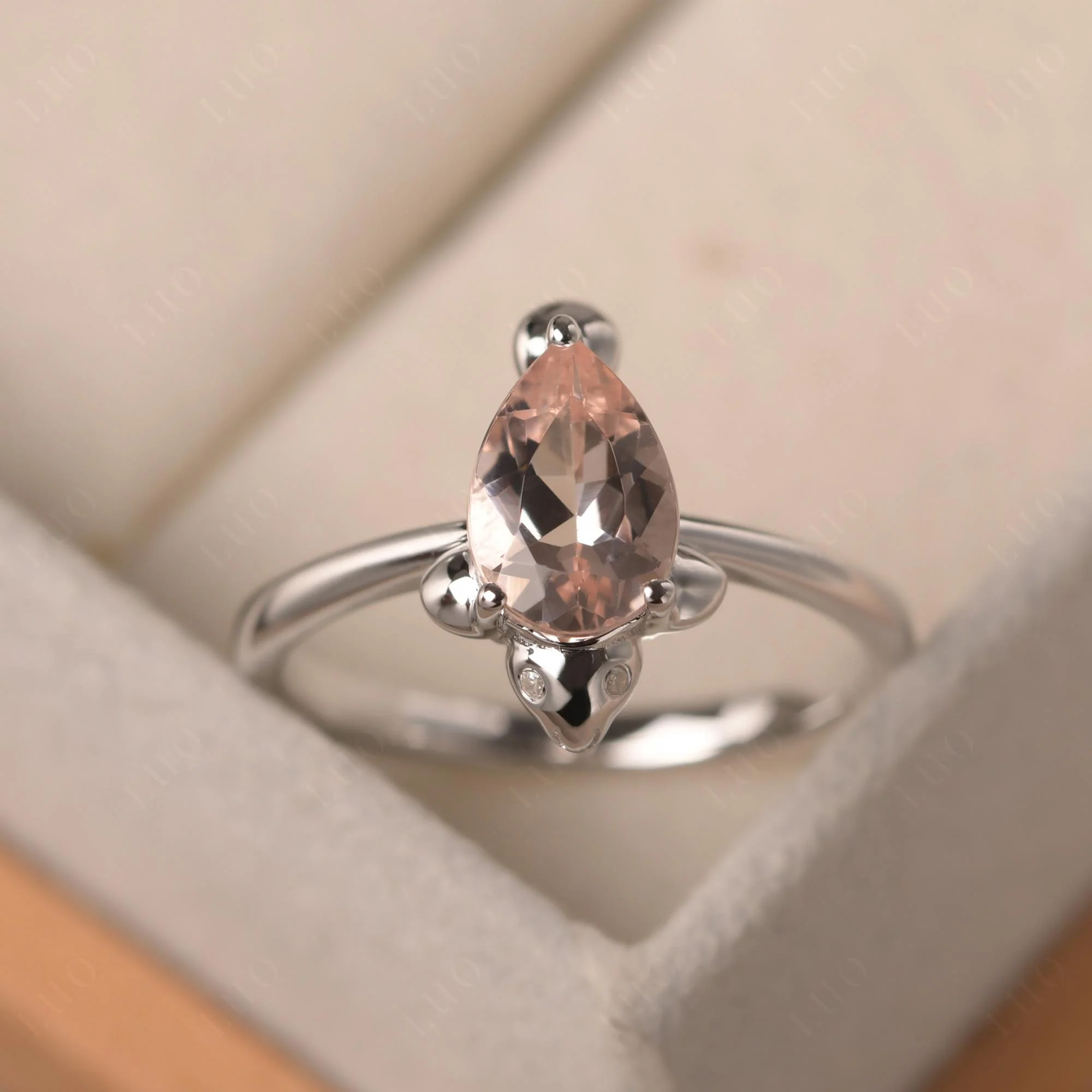Pear Shaped Morganite Sea Lion Ring - Image 10