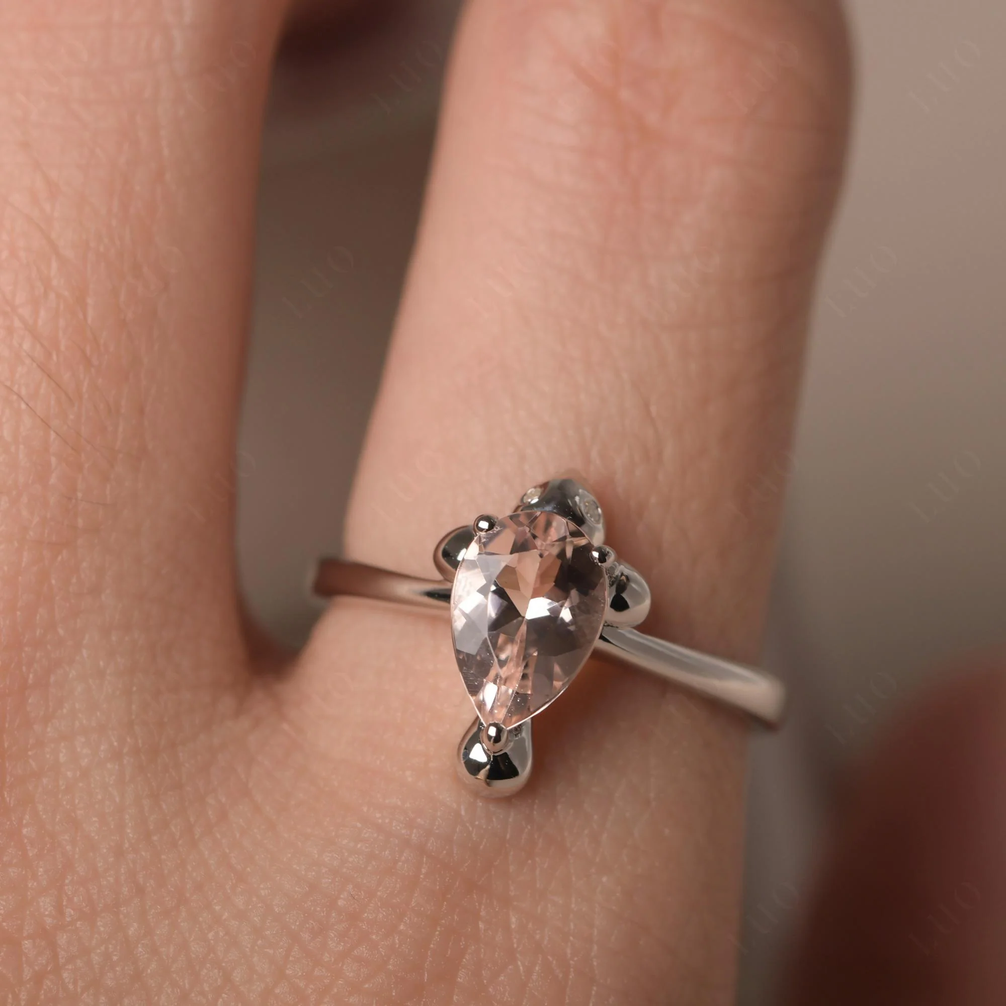 Pear Shaped Morganite Sea Lion Ring - Image 14