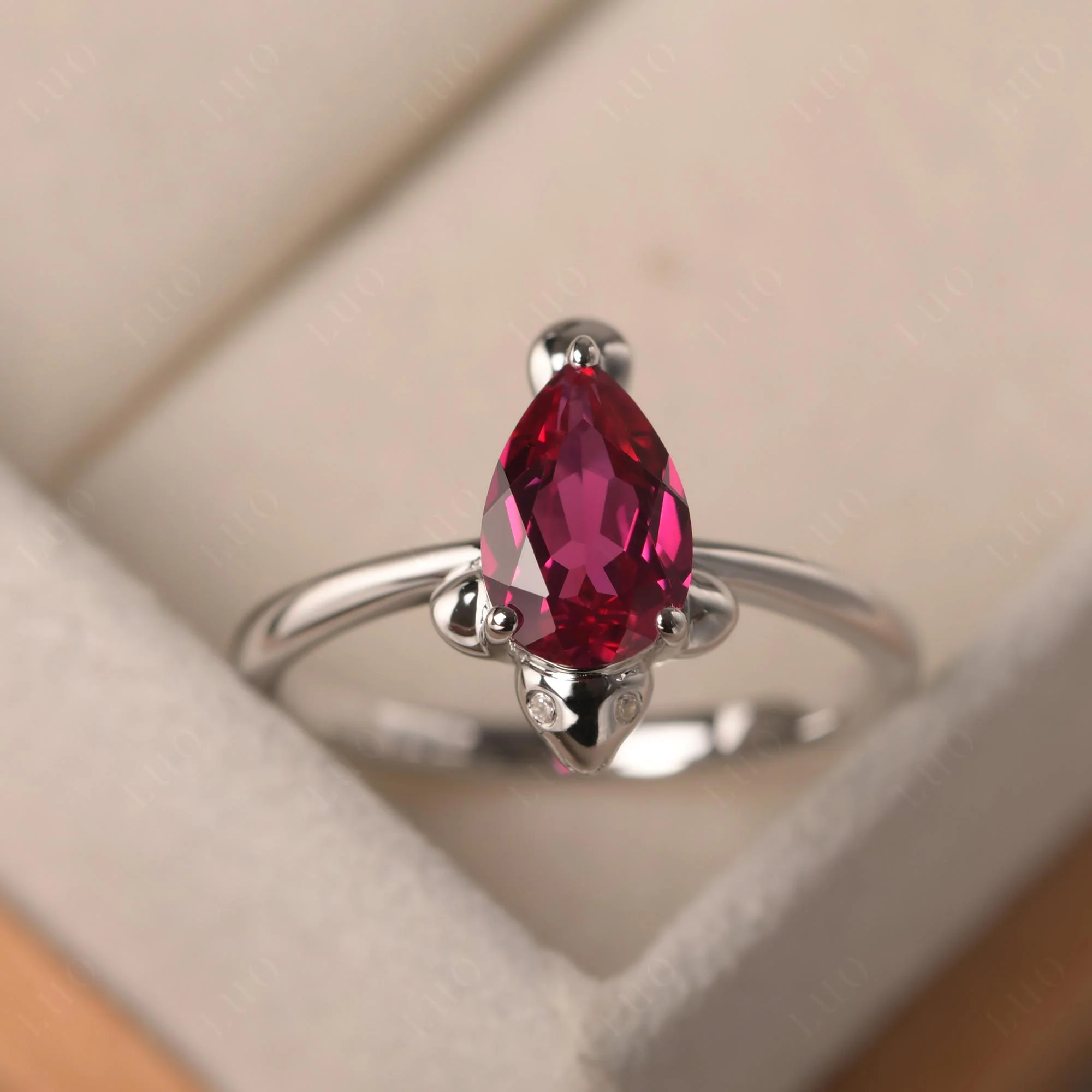 Pear Shaped Ruby Sea Lion Ring - Image 11
