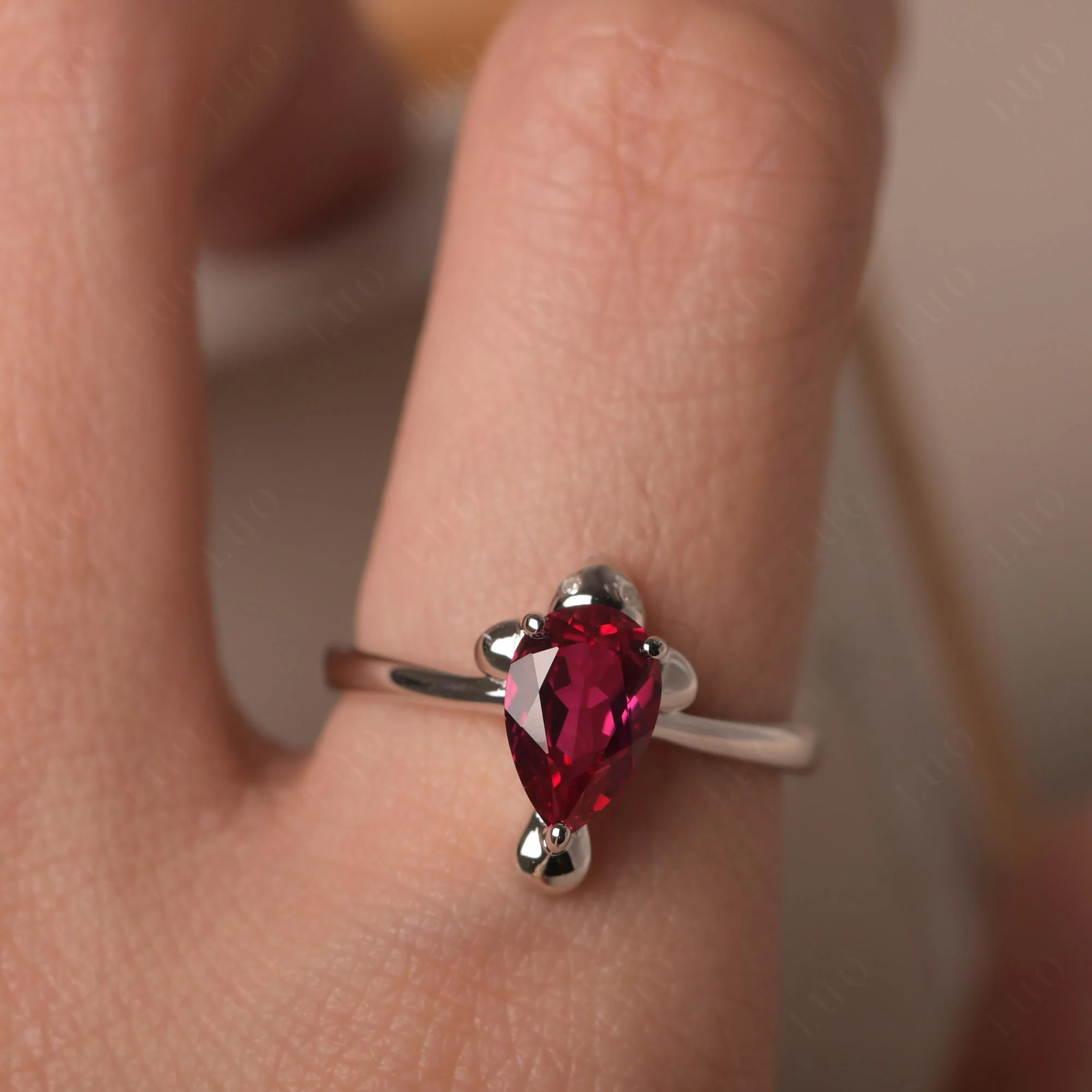 Pear Shaped Ruby Sea Lion Ring - Image 14