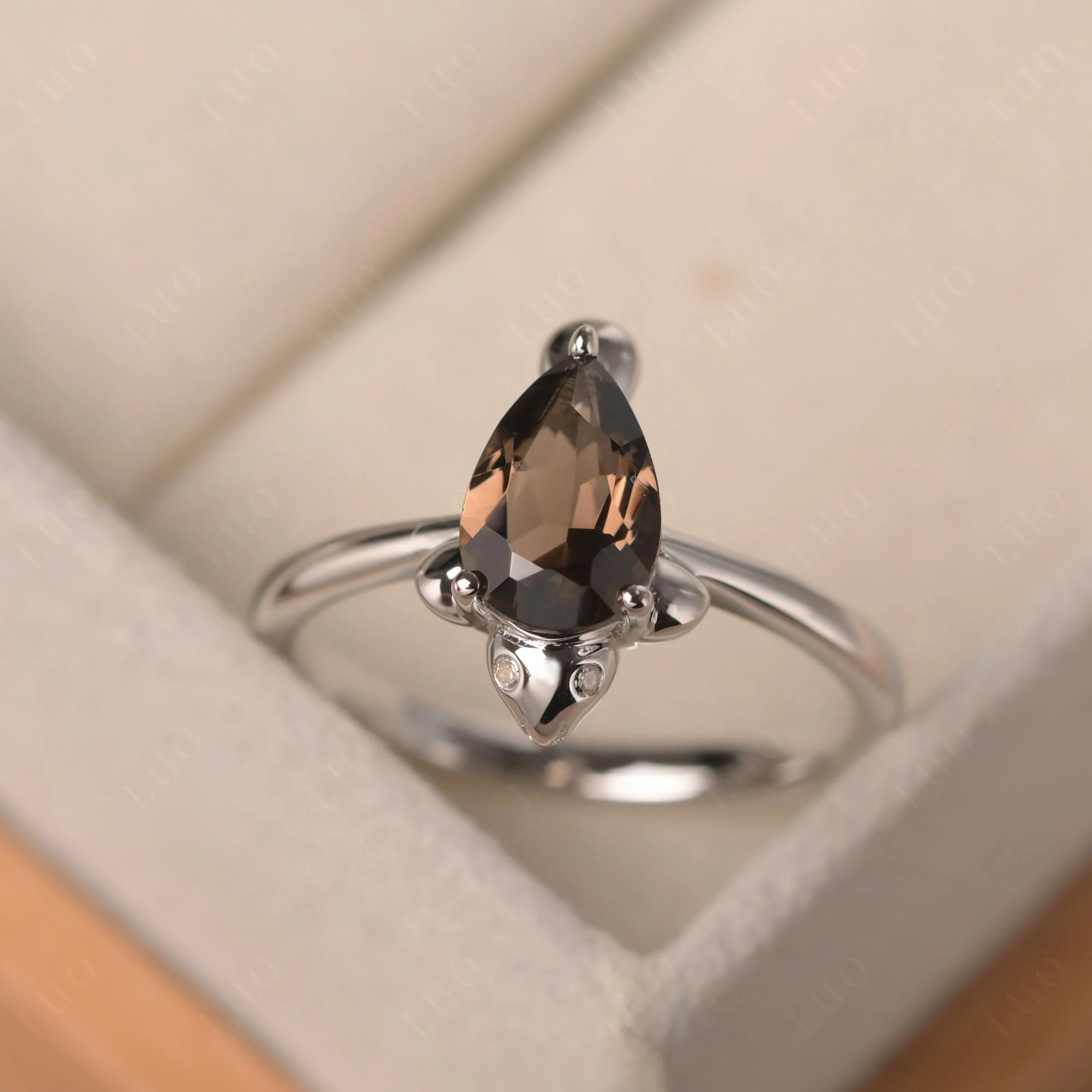 Pear Shaped Smoky Quartz Sea Lion Ring - Image 10