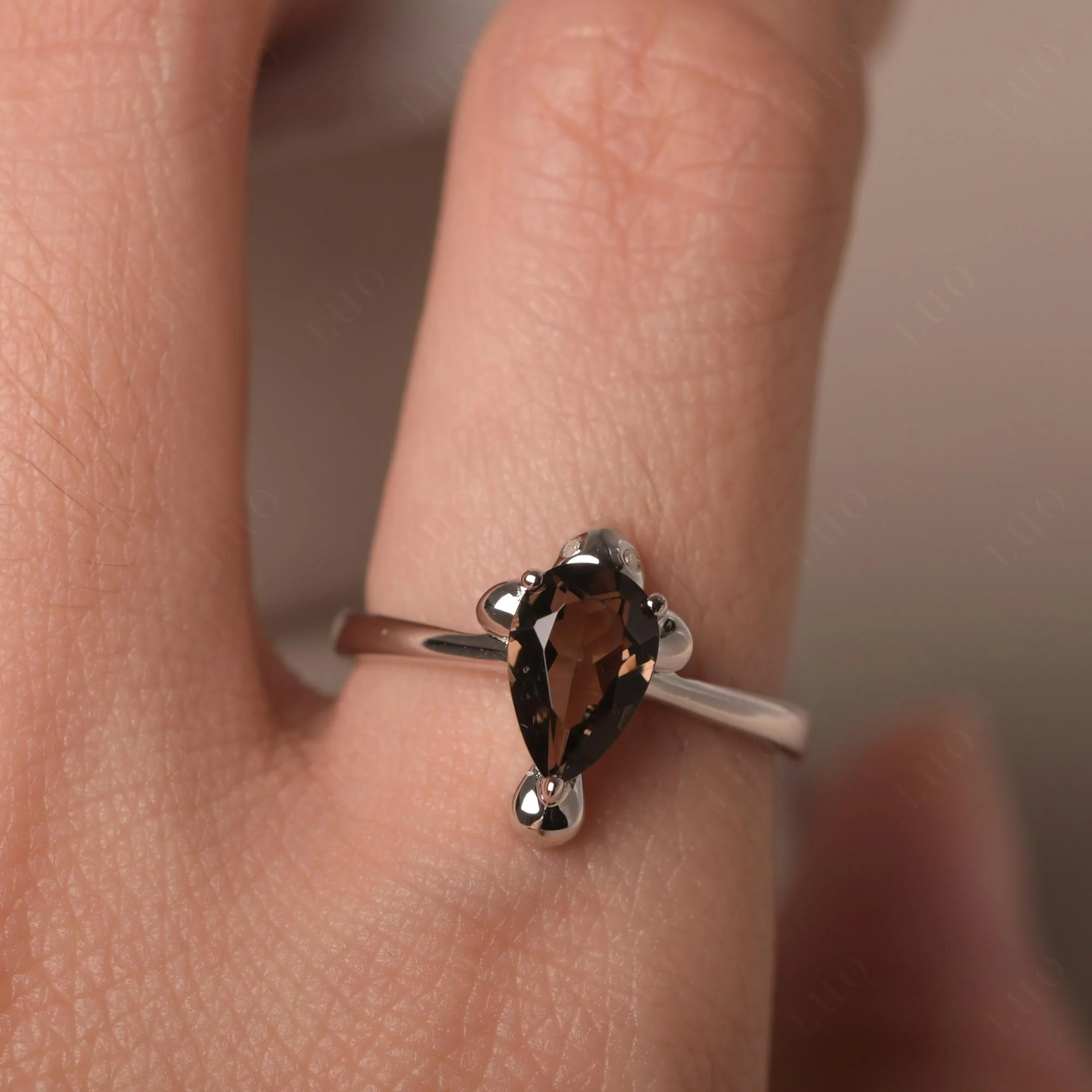 Pear Shaped Smoky Quartz Sea Lion Ring - Image 13
