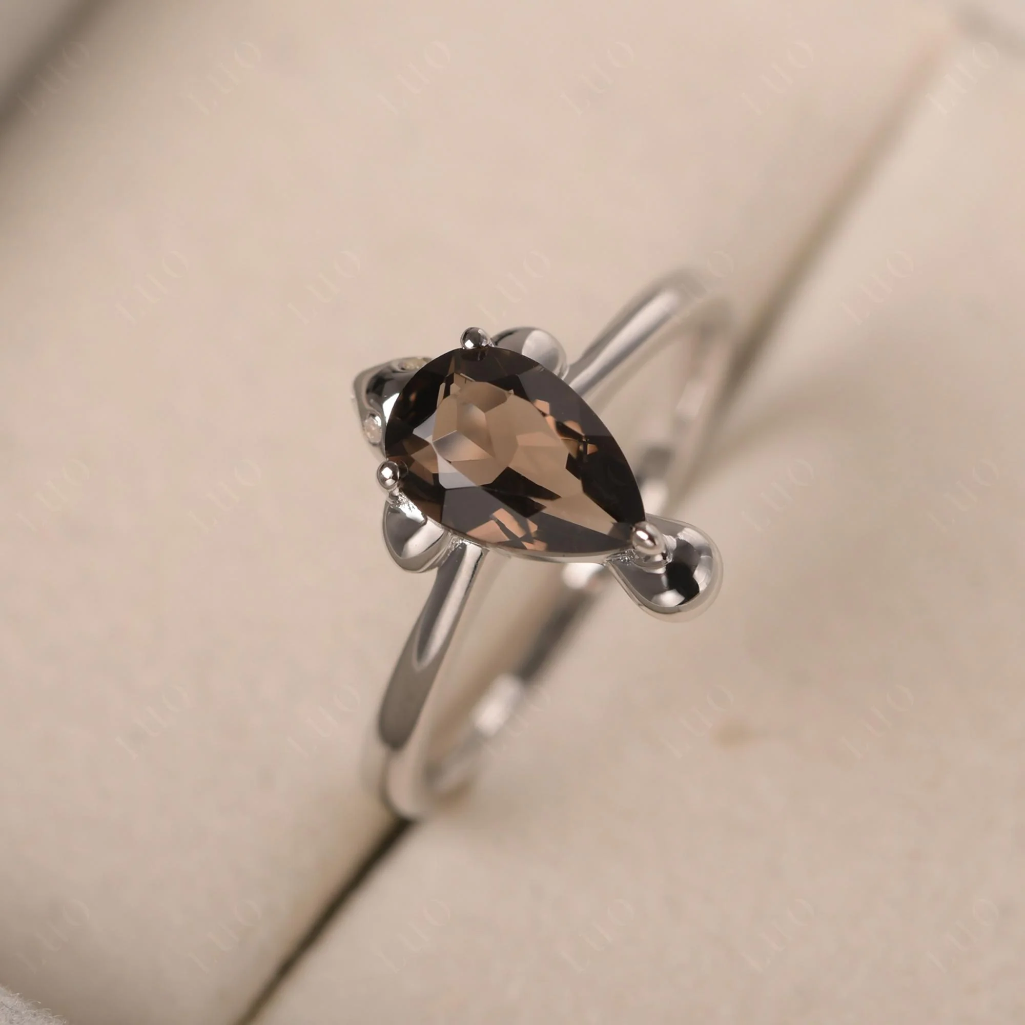 Pear Shaped Smoky Quartz Sea Lion Ring - Image 14