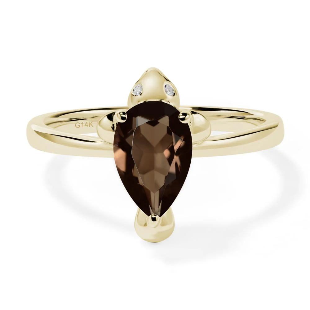 Pear Shaped Smoky Quartz Sea Lion Ring - Image 4