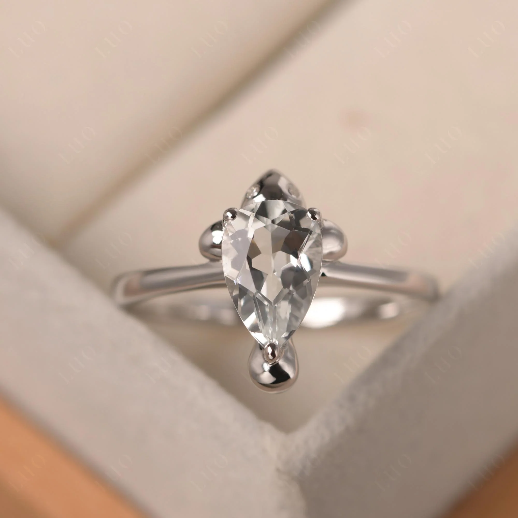 Pear Shaped White Topaz Sea Lion Ring - Image 10