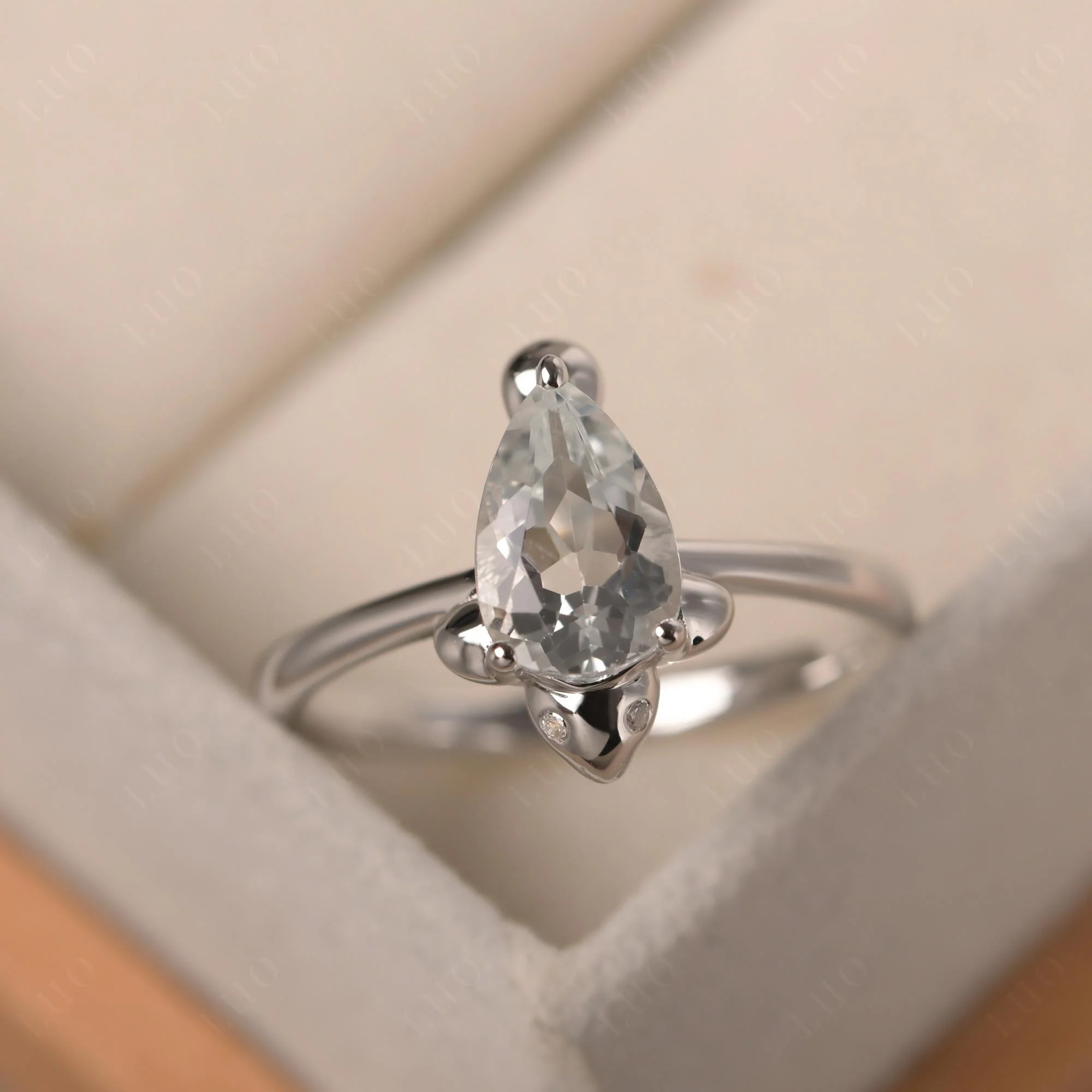 Pear Shaped White Topaz Sea Lion Ring - Image 11
