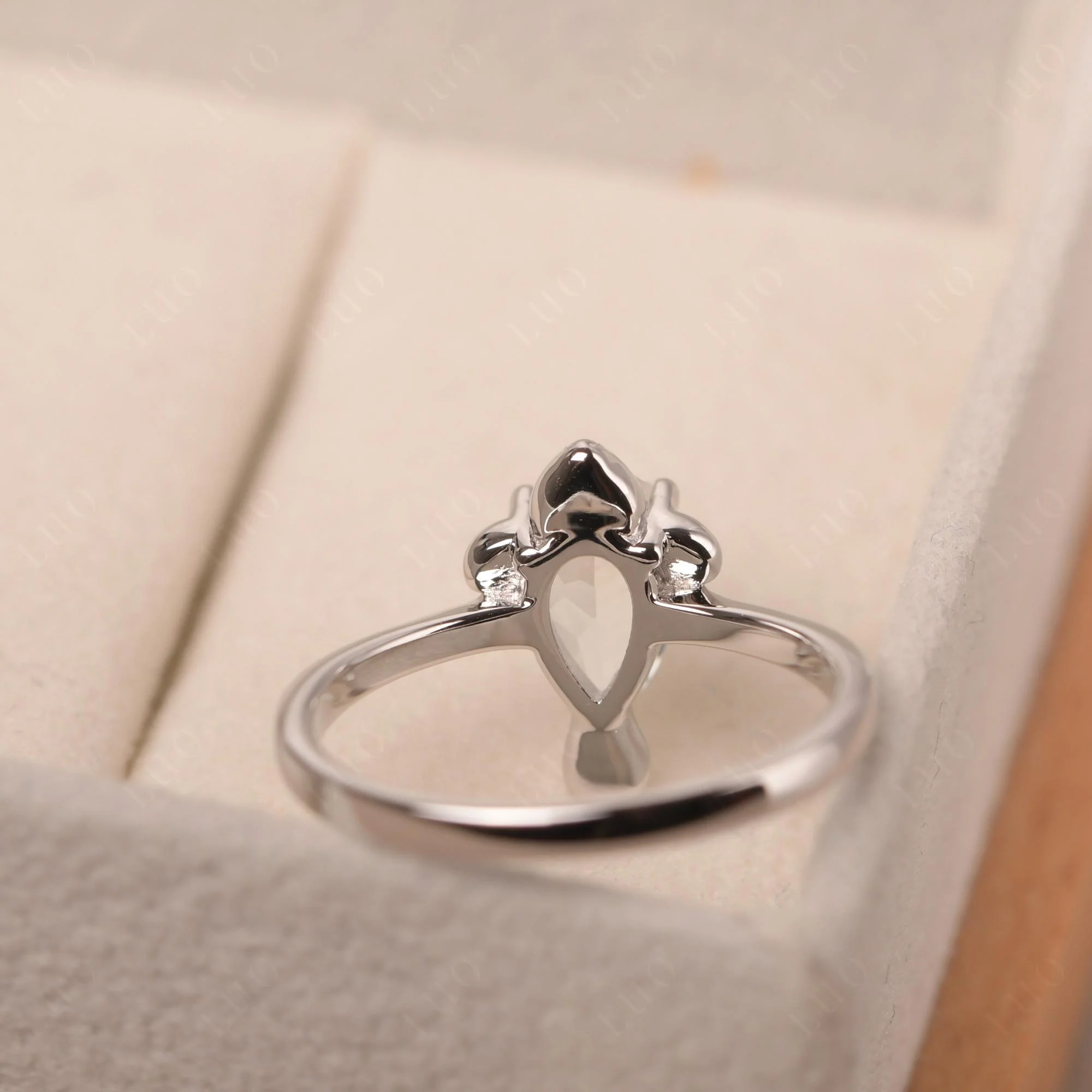 Pear Shaped White Topaz Sea Lion Ring - Image 13