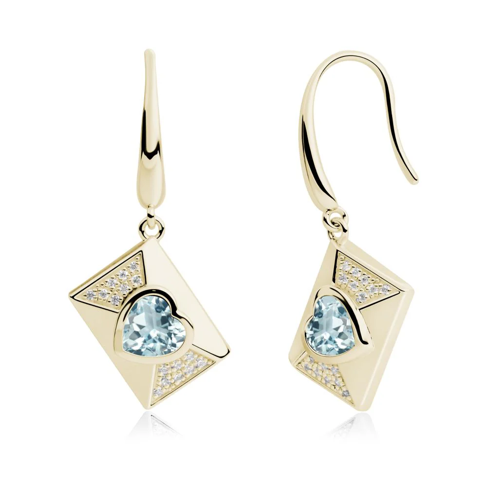 Secret Admirer Aquamarine Envelope Fish Hook Earrings