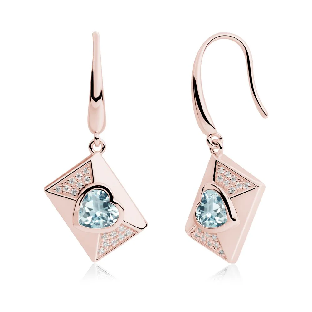Secret Admirer Aquamarine Envelope Fish Hook Earrings - Image 3