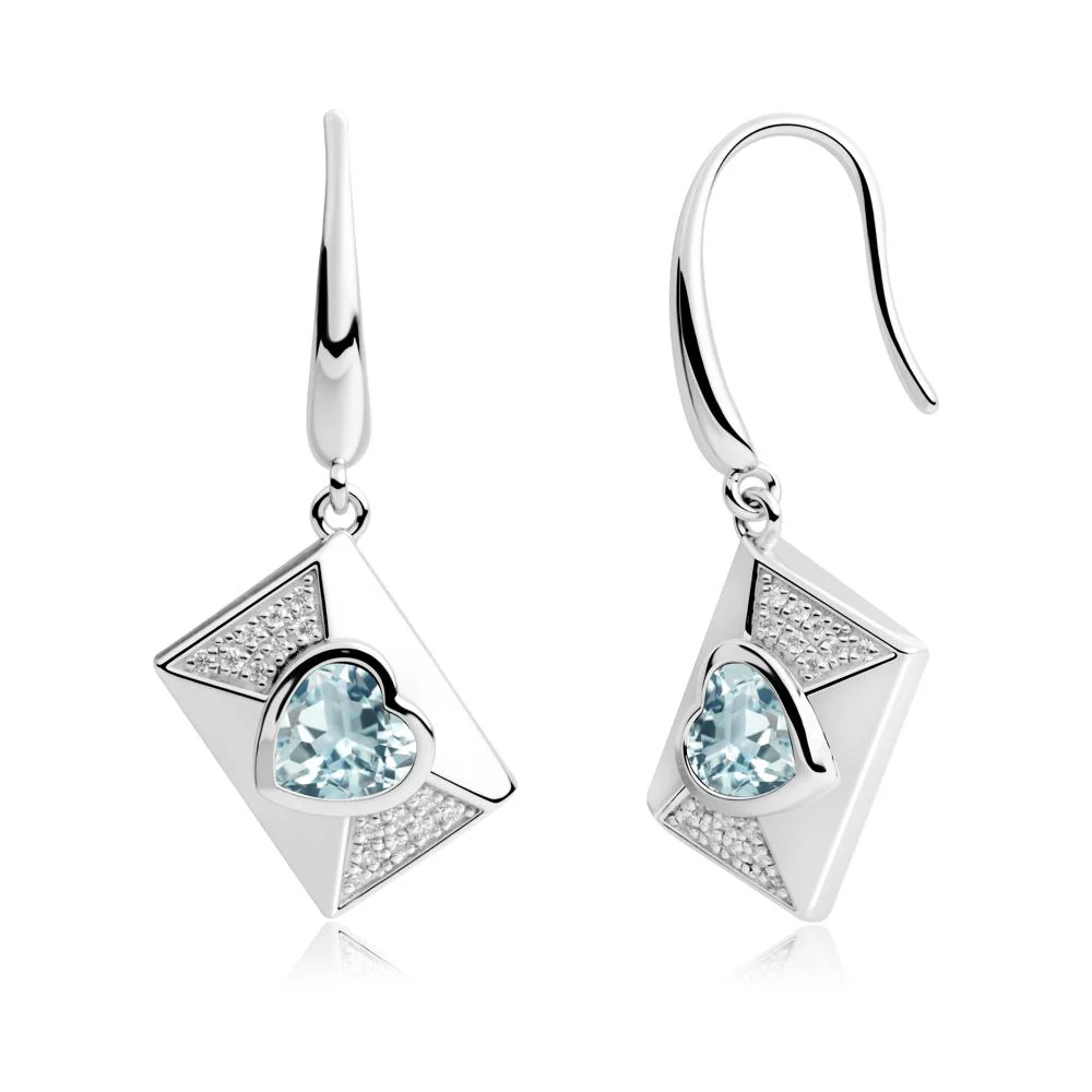 Secret Admirer Aquamarine Envelope Fish Hook Earrings - Image 7