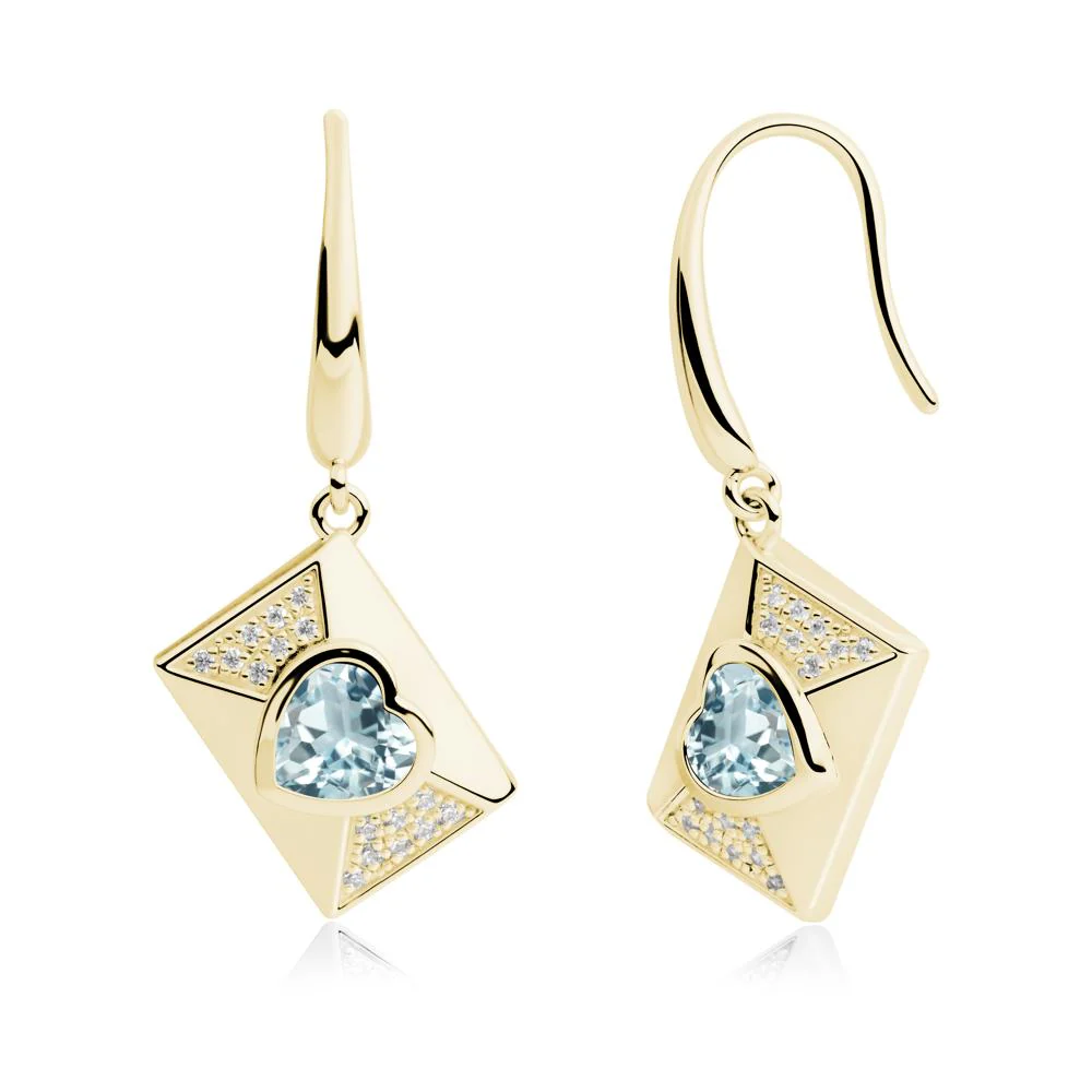 Secret Admirer Aquamarine Envelope Fish Hook Earrings - Image 8