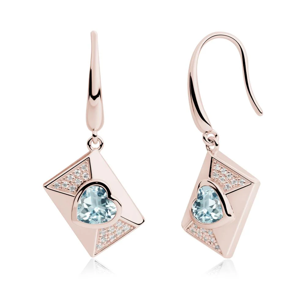 Secret Admirer Aquamarine Envelope Fish Hook Earrings - Image 9