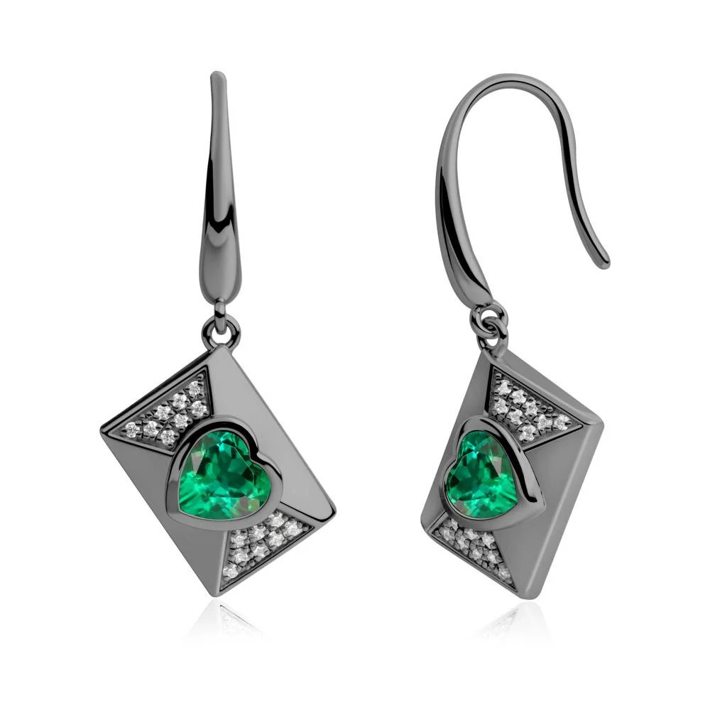 Secret Admirer Emerald Envelope Fish Hook Earrings - Image 3