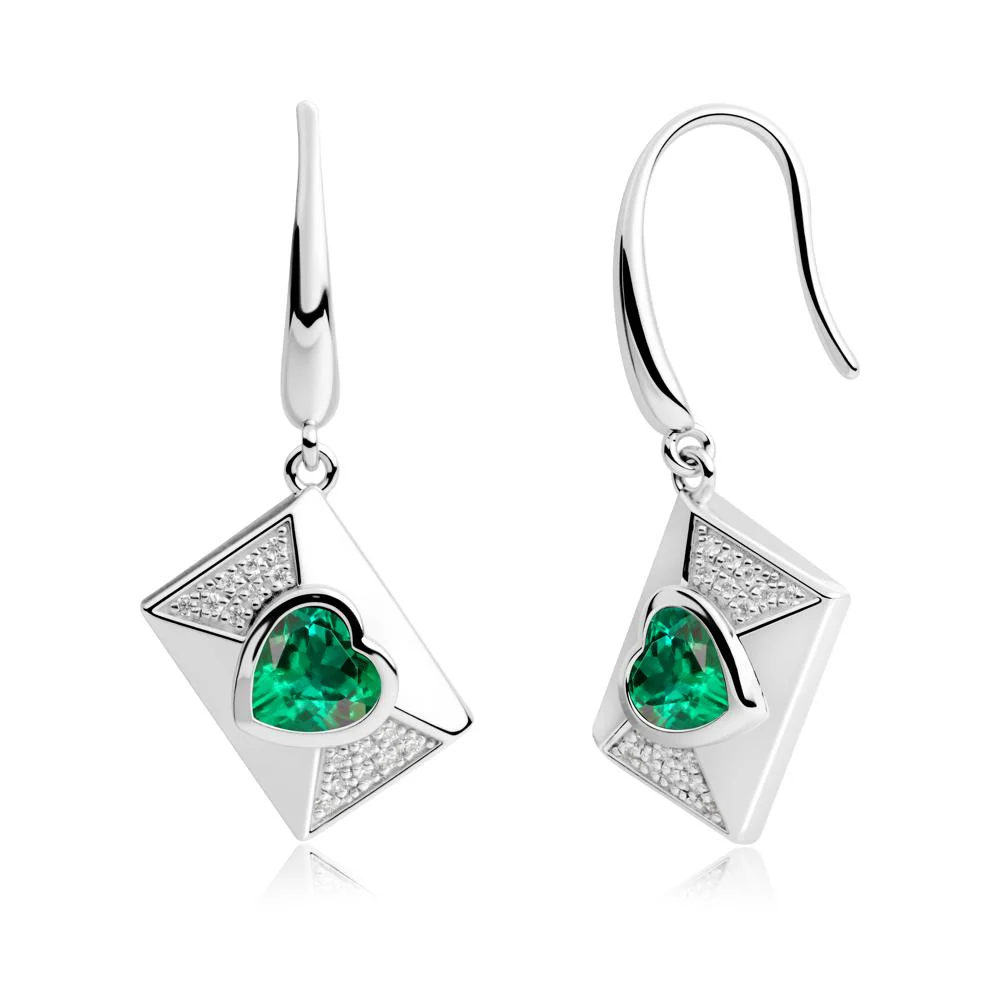 Secret Admirer Emerald Envelope Fish Hook Earrings - Image 5