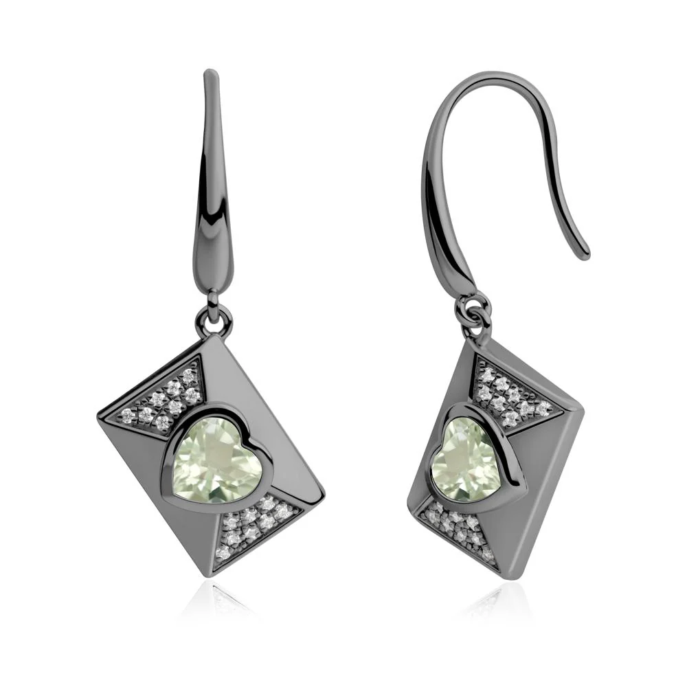 Secret Admirer Green Amethyst Envelope Fish Hook Earrings