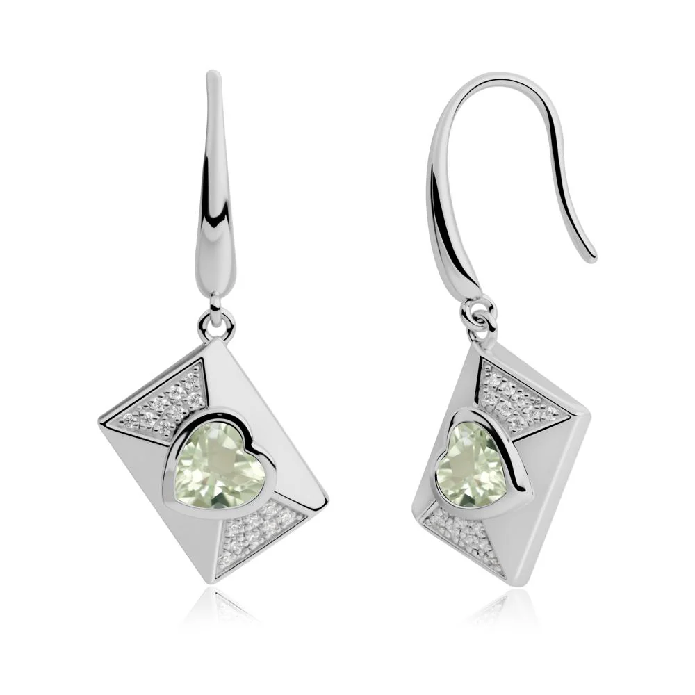 Secret Admirer Green Amethyst Envelope Fish Hook Earrings - Image 6