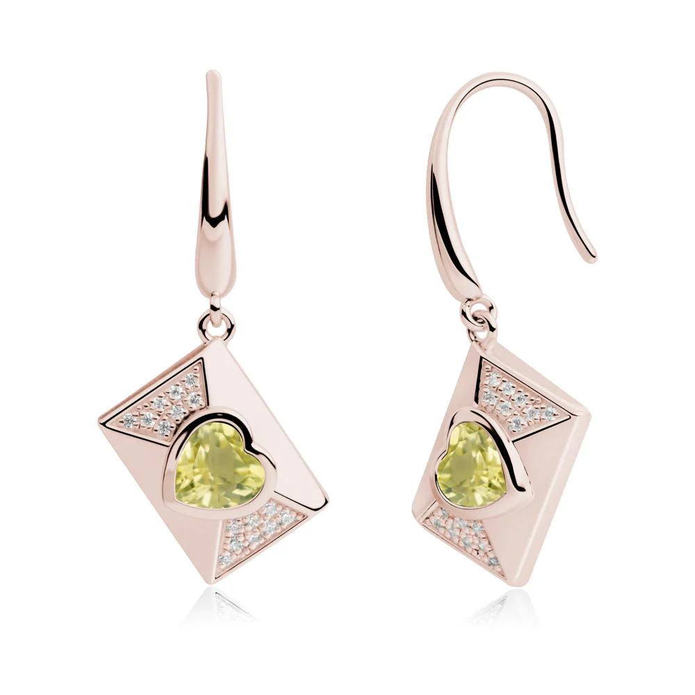 Secret Admirer Lemon Quartz Envelope Fish Hook Earrings - Image 7