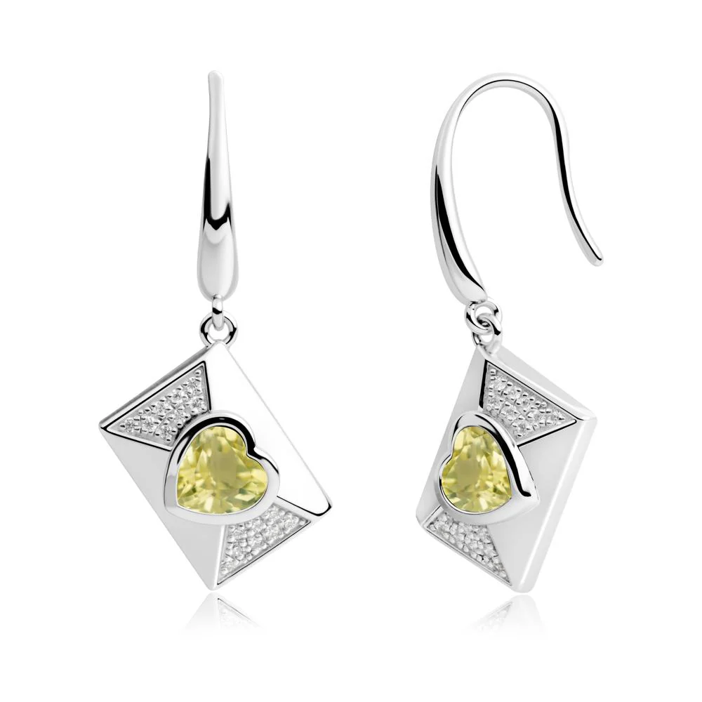 Secret Admirer Lemon Quartz Envelope Fish Hook Earrings - Image 9
