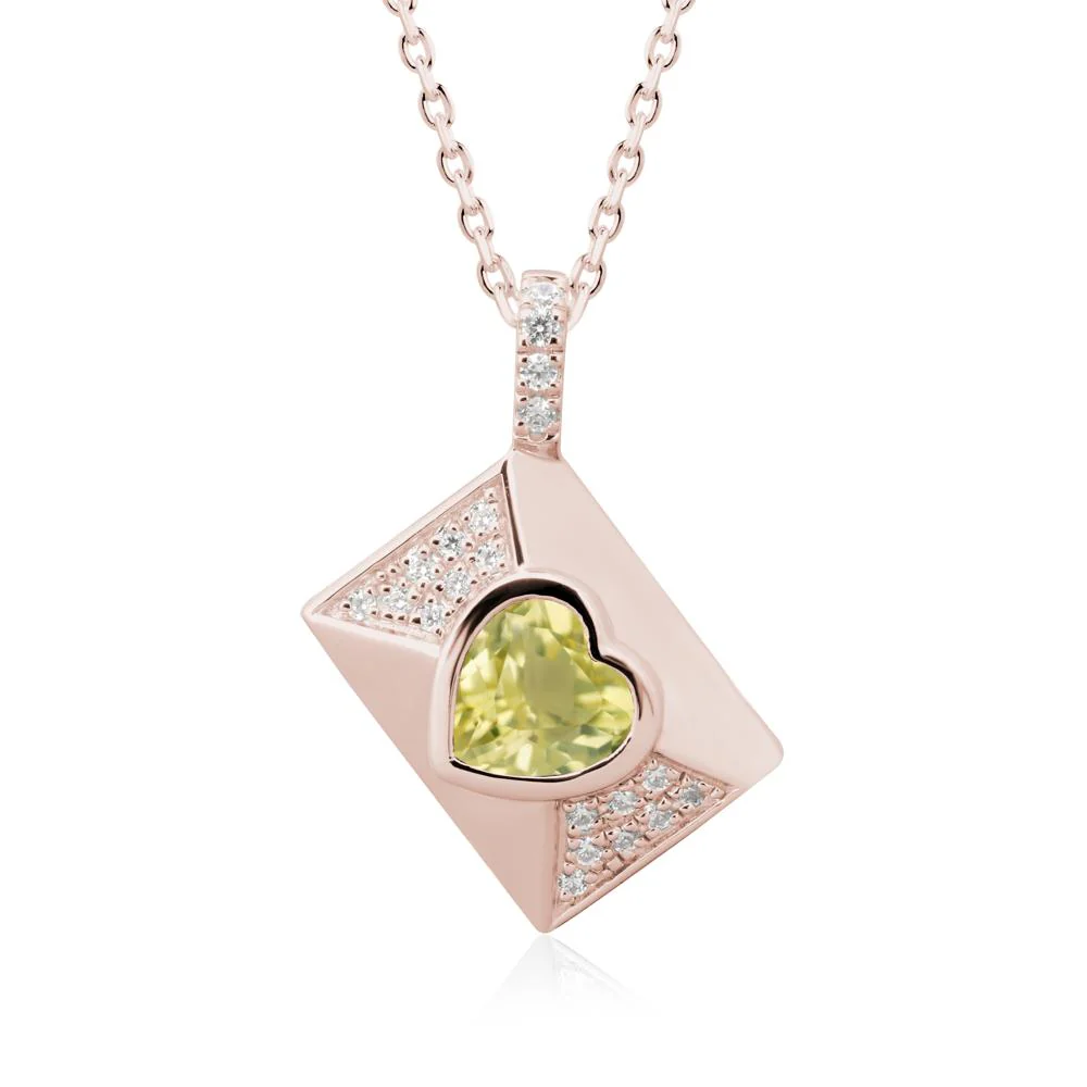 Secret Admirer Lemon Quartz Envelope Necklace