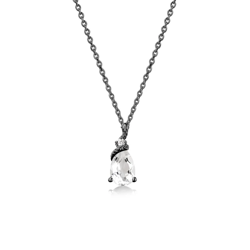 Serpent Pear Cut White Topaz Necklace - Image 7