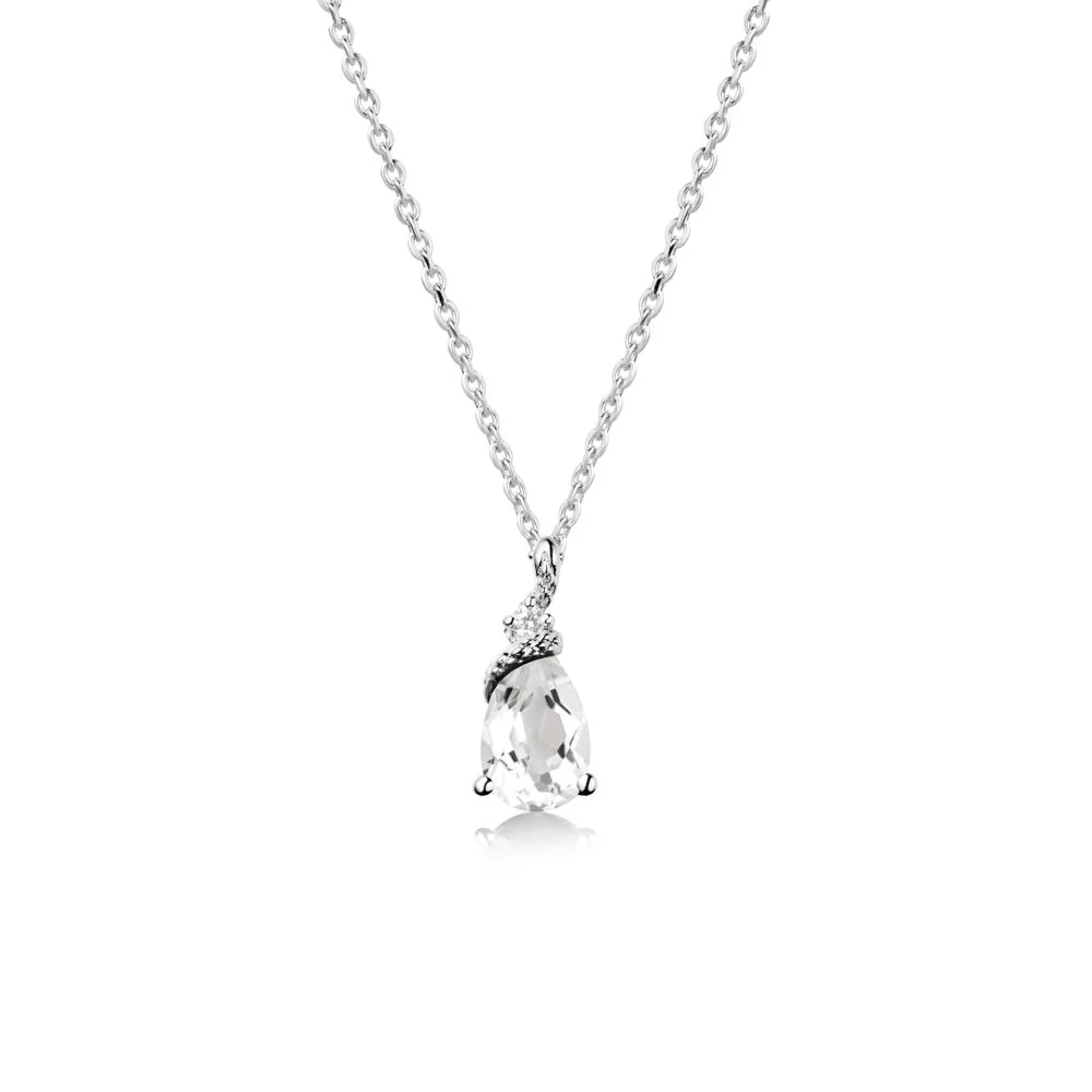 Serpent Pear Cut White Topaz Necklace - Image 9