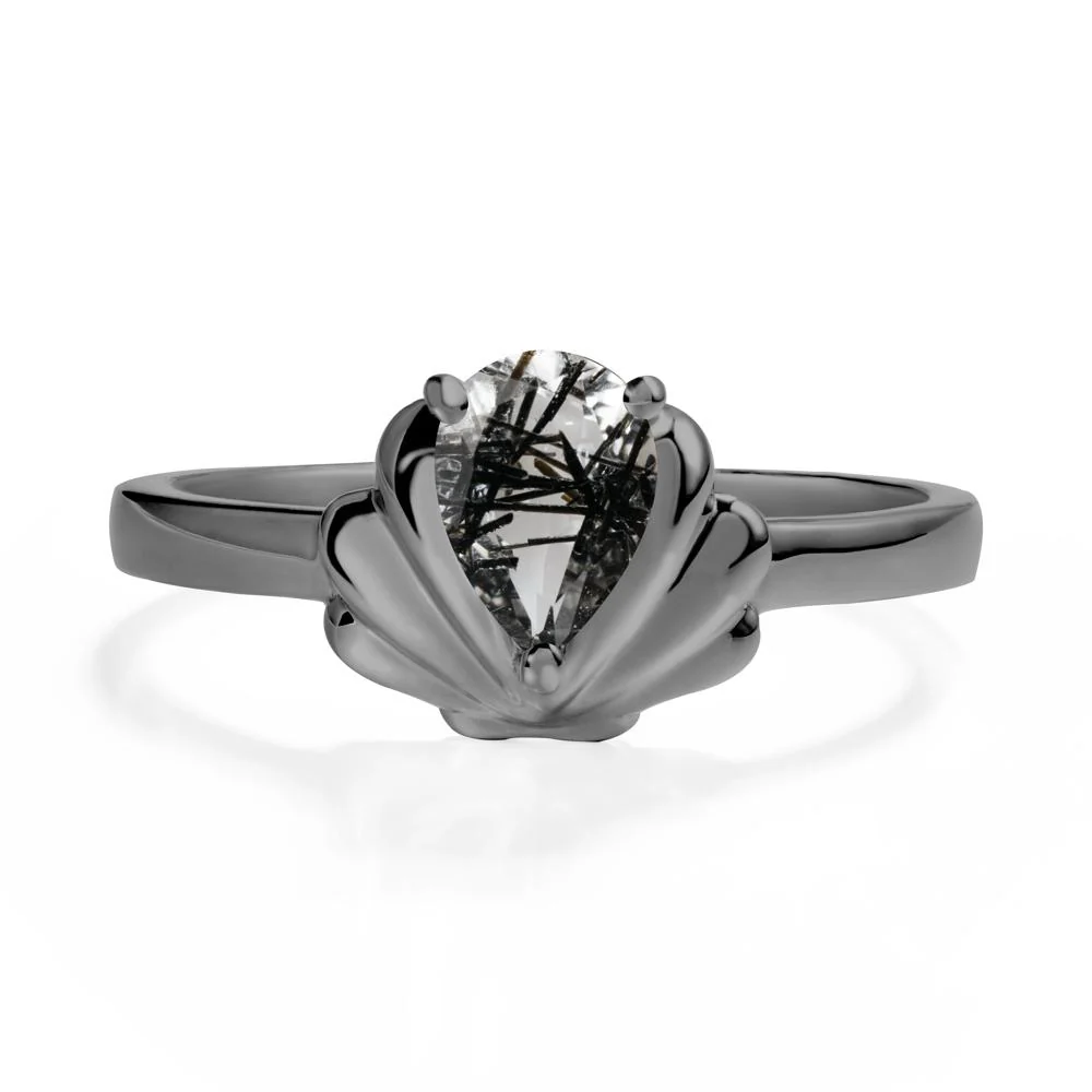 Shell Black Rutilated Quartz Promise Ring