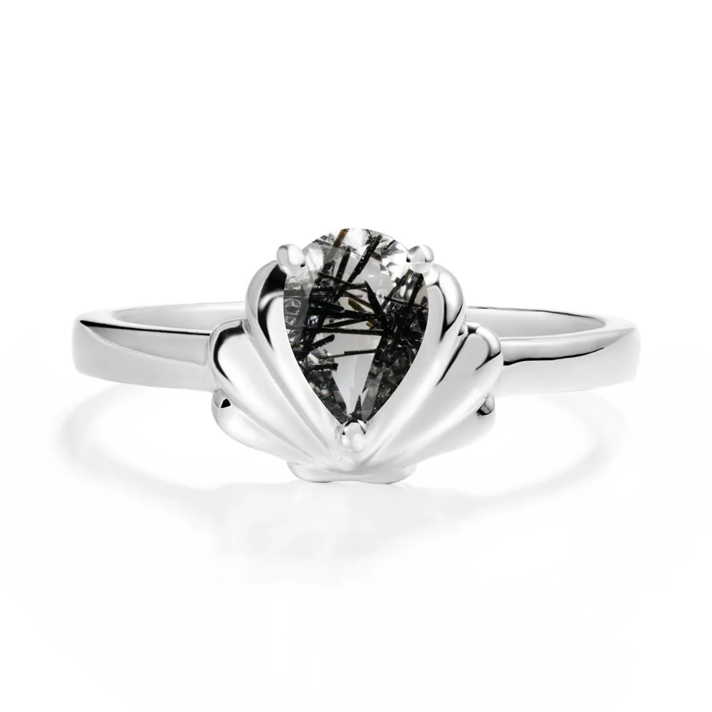 Shell Black Rutilated Quartz Promise Ring - Image 6