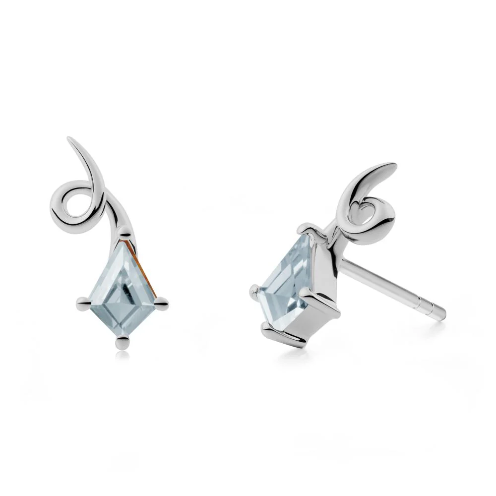 Shooting Star Inspired Aquamarine Stud Earrings