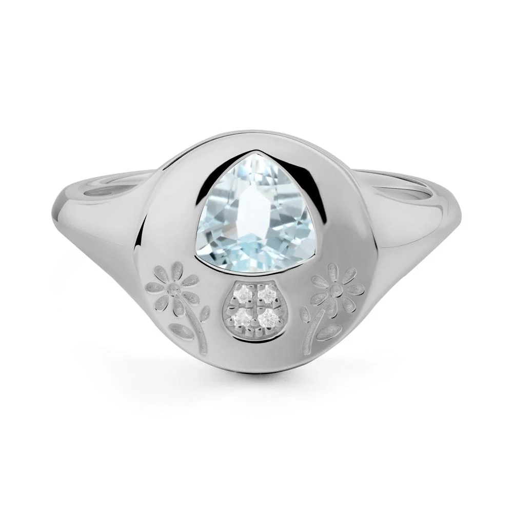 Signet Trillion Cut Aquamarine Ring - Image 3