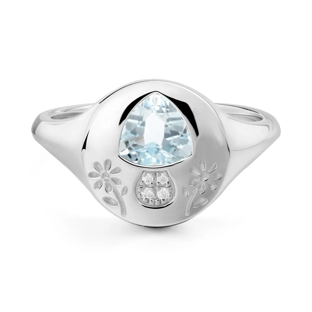 Signet Trillion Cut Aquamarine Ring - Image 4