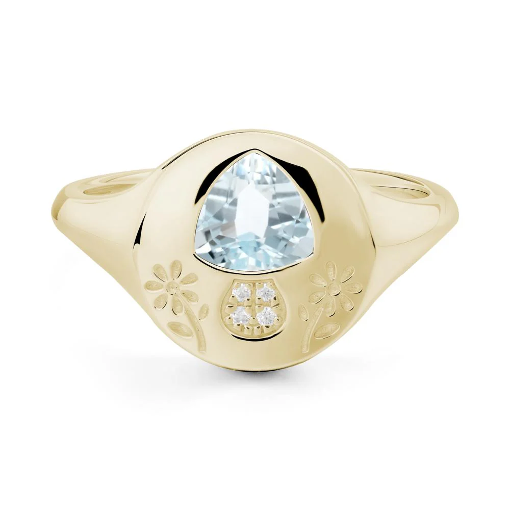 Signet Trillion Cut Aquamarine Ring - Image 9
