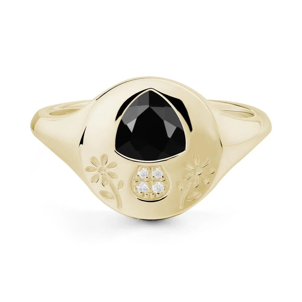 Signet Trillion Cut Black Spinel Ring - Image 4