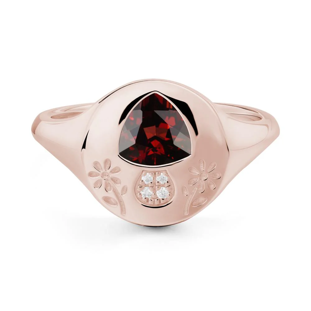 Signet Trillion Cut Garnet Ring
