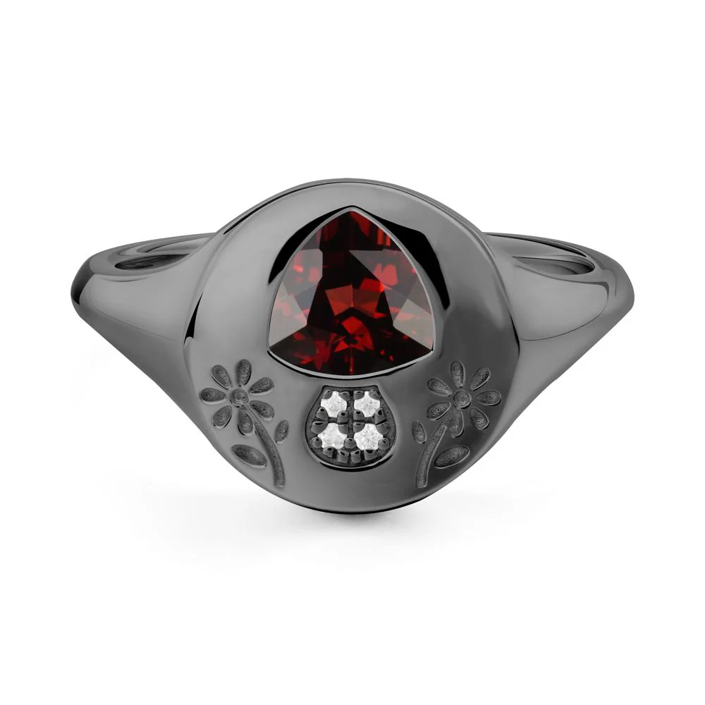 Signet Trillion Cut Garnet Ring - Image 4